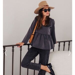 Saaj Paris Gray Martha Blouse size FR 34 Us XS small